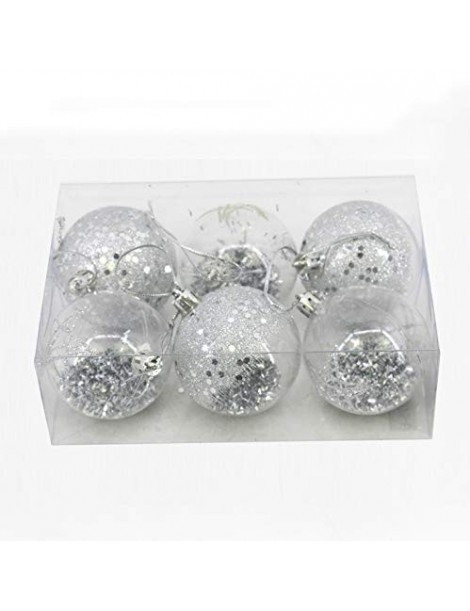 SET 6 BOLAS NAVIDAD TIKE PLATA 6 CM. 