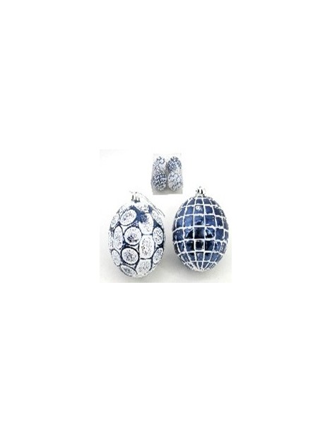 SET 4 BOLAS NAVIDAD COAT AZUL 8 CM. 