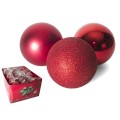 BOLA NAVIDAD ROJA 15 CM. TRES MODELOS SURTIDOS: MATE, BRILLO O PURPURINA