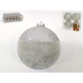 SET 4 BOLAS NAVIDAD SATURN PLATA 8 CM.