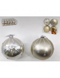 SET 4 BOLAS NAVIDAD PALM CHAMPAGNE 8 CM.