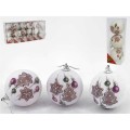 SET 3 BOLAS NAVIDAD BLANCA COLGANTES X3 8 CM.