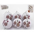 SET 6 BOLAS NAVIDAD BLANCA COLGANTES 6 CM.