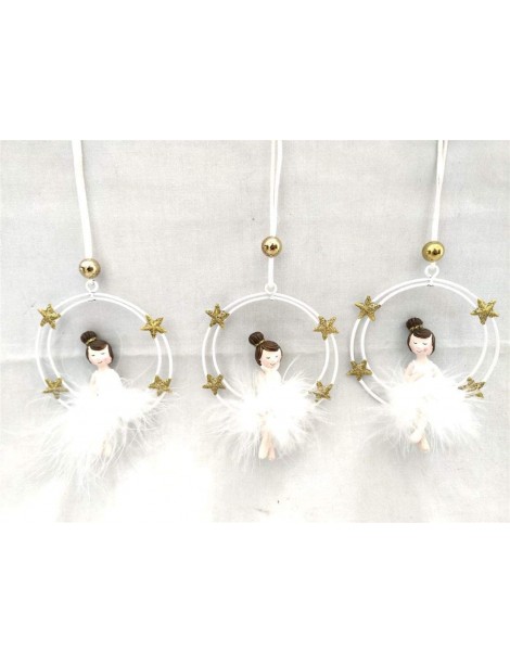 COLGANTE NAVIDAD FIGURA COLUMPIO CON ESTRELLAS 10 CM.