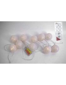 GUIRNALDA 10 BOLAS PLATA LED CÁLIDO 6 CM