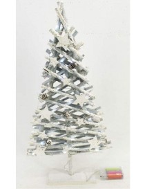 ÁRBOL NAVIDAD MADERA BLANCO 20 LED 50 CM