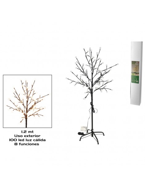 ÁRBOL BOLAS 100 LED CÁLIDO EXTERIOR 1,2 M