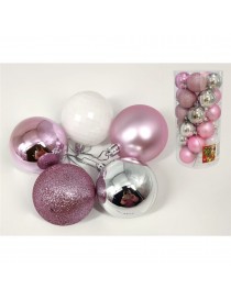 BOLAS NAVIDAD SET30 POOL ROSA 6CM 5STD