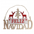 CARTEL FELIZ NAVIDAD DECORADO RENOS 20X14 CM