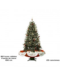 ÁRBOL NAVIDAD FUENTE DE NIEVE 80 LUCES LED 25 CANCIONES 190 CM ALTURA