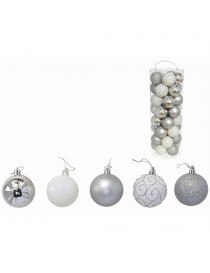 BOTE BOLAS NAVIDAD 40 UDS SURTIDA PLATA 6 CM