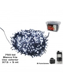 GUIRNALDA 750 LED FRÍO EXTERIOR 8 FUNCIONES 37,5 + 5 METROS