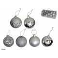 SET 37 BOLAS NAVIDAD PLATA 6 CM