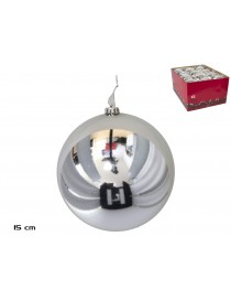 BOLA NAVIDAD BRILLO PLATA 15 CM