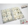 SET 6 FLORES BLANCAS NAVIDAD CON CLIP MEDIDAS 9 CM.