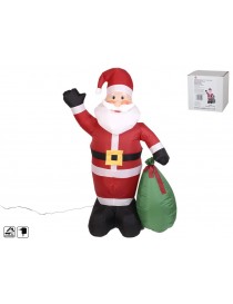 PAPA NOEL CON SACO HINCHABLE CON 6 LED. MEDIDAS: 180 CM.