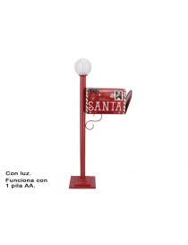 BUZON NAVIDAD ESTILO AMERICANO METALICO ROJO DECORADO 1 LUZ LED MEDIDAS: 113X46X18.5 CM