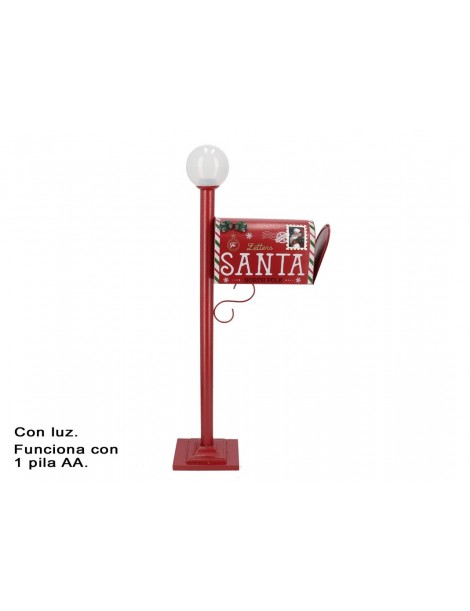 BUZON NAVIDAD ESTILO AMERICANO METALICO ROJO DECORADO 1 LUZ LED MEDIDAS: 113X46X18.5 CM