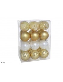 BOLAS NAVIDAD ORO 7 CM. BOTE 24 UNIDADES SURTIDAS