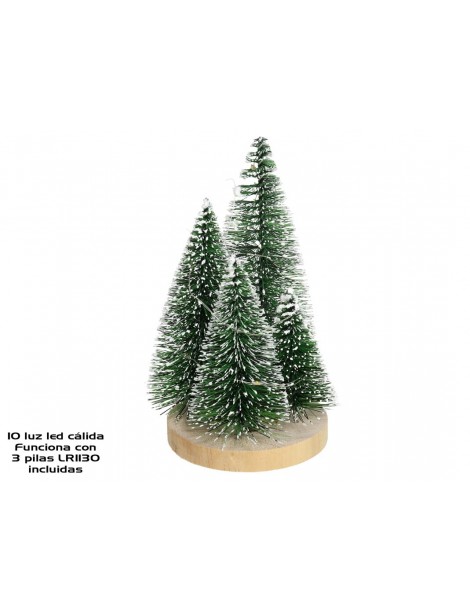 ARBOL NAVIDAD 10 LUCES LED CON TRONCO 14.5 CM.