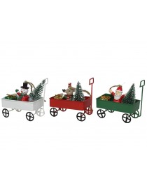 COLGANTE NAVIDAD CARRITO METAL CON FIGURA NAVIDEÑA RESINA MEDIDAS: 9,5X4,5X9 CM. 3 MODELOS SURTIDOS