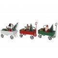 COLGANTE NAVIDAD CARRITO METAL CON FIGURA NAVIDEÑA RESINA MEDIDAS: 9,5X4,5X9 CM. 3 MODELOS SURTIDOS