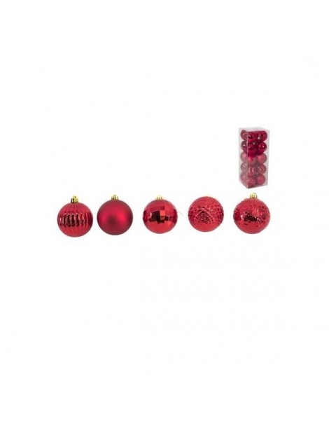 SET 12 BOLAS ROJO 6 CM. 3 SURTIDAS