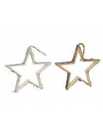 COLGANTE NAVIDAD ESTRELLA MADERA 35X35 CM. 2 UNIDADES SURTIDAS