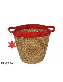 CESTA CUERDA CON ASAS AGATHA DECORADA CON ESTRELLA. MEDIDAS:27X27X25 CM,