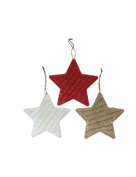 COLGANTE XMAS ESTRELLA MIMBRE NATURE 25X25 CM. 3 MODELOS SURTIDOS