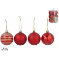 SET 12 BOLAS NAVIDAD 6 CM. MODELO HAPPY COLOR ROJO EN BOTE