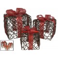 CAJA REGALO NAVIDAD RATTAN CON LAZO ROJO