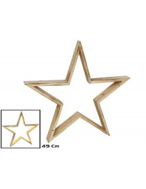 ESTRELLA MADERA NATURAL CON 32 LUCES LED 49 CM.