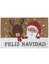 FELPUDO COCO SANTA FELIZ NAVIDAD 40X60 CM.