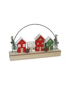 FIGURA CASAS XMAS CON 5 LUCES LED MEDIDAS: 25,5X4,5X16,5 CM.