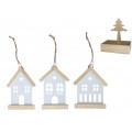 COLGANTE CASITA NAVIDAD MADERA BLANCA MEDIDAS 7,5X11X1 CM. 3 MODELOS SURTIDOS