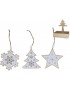 COLGANTE FORMAS NAVIDAD MADERA DECORADAS COPOS NIEVE 8,2X9 CM. 3 UNIDADES SURTIDAS