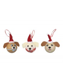 COLGANTE NAVIDAD BOLA CARA DE PERRO CON GORRO ROJO 8 CM. 3 MODELOS SURTIDOS