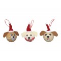 COLGANTE NAVIDAD BOLA CARA DE PERRO CON GORRO ROJO 8 CM. 3 MODELOS SURTIDOS