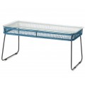 MESA AZUL ESTRUCTURA METAL CON SOBRE DE CRISTAL