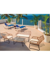 CONJUNTO JARDIN SITGES RATAN SINTETICO SOFA, 2 BUTACAS Y MESA