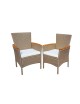 JUEGO 2 SILLONES JARDIN TAHITI ACERO Y RATTAN SINTETICO CON REPOSABRAZOS MADERA