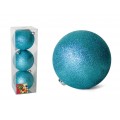 SET 3 BOLAS 10 CM. NAVIDAD AZUL PURPURINA