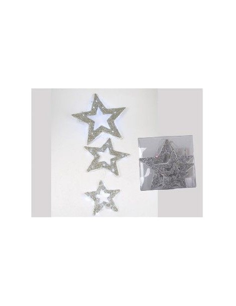 SET 3 ESTRELLAS CON 30 LED PLATA