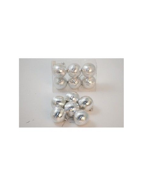 SET 6 BOLAS GROOVED BRILLO PLATA 6 CM.